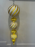 Glitter Striped Ball/Finial Ornament Light Up