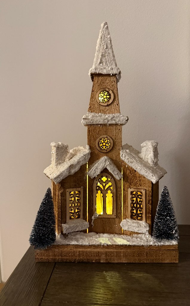 Wooden Christmas Home W/Light