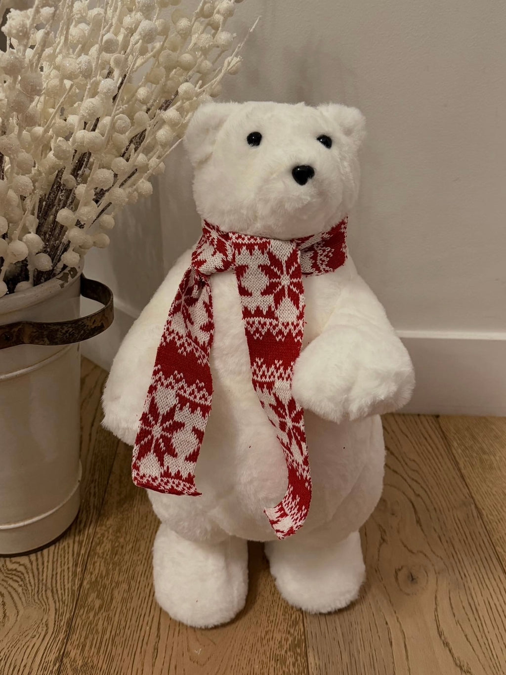 Standing Polar Bear with Red Scarf