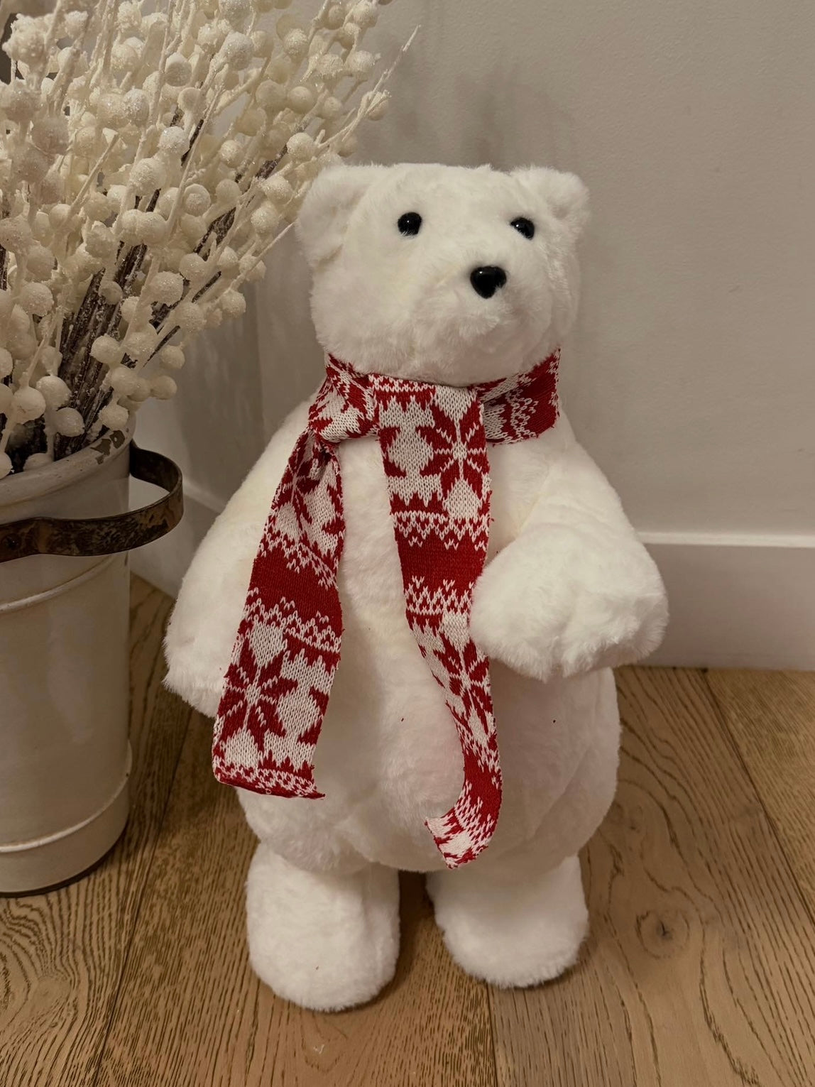 Standing Polar Bear with Red Scarf