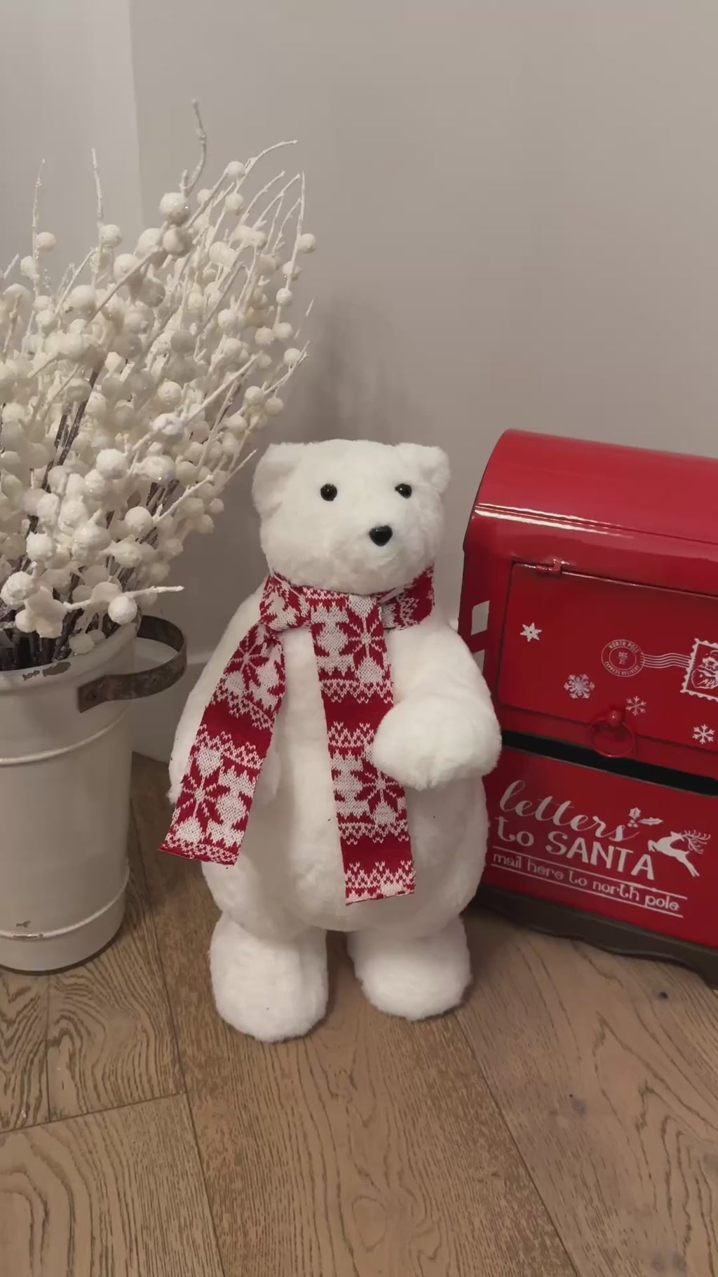Standing Polar Bear with Red Scarf