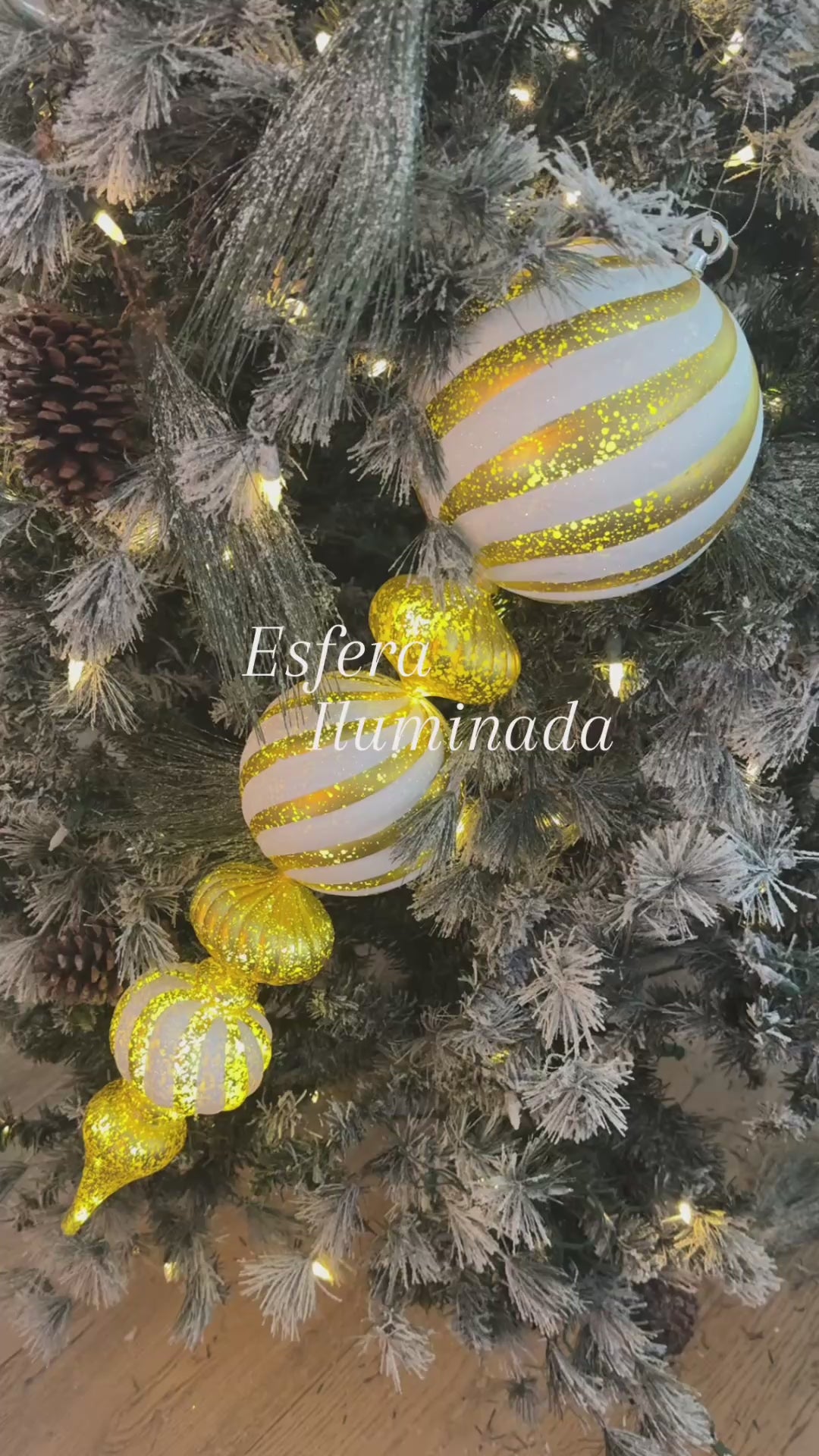Glitter Striped Ball/Finial Ornament Light Up