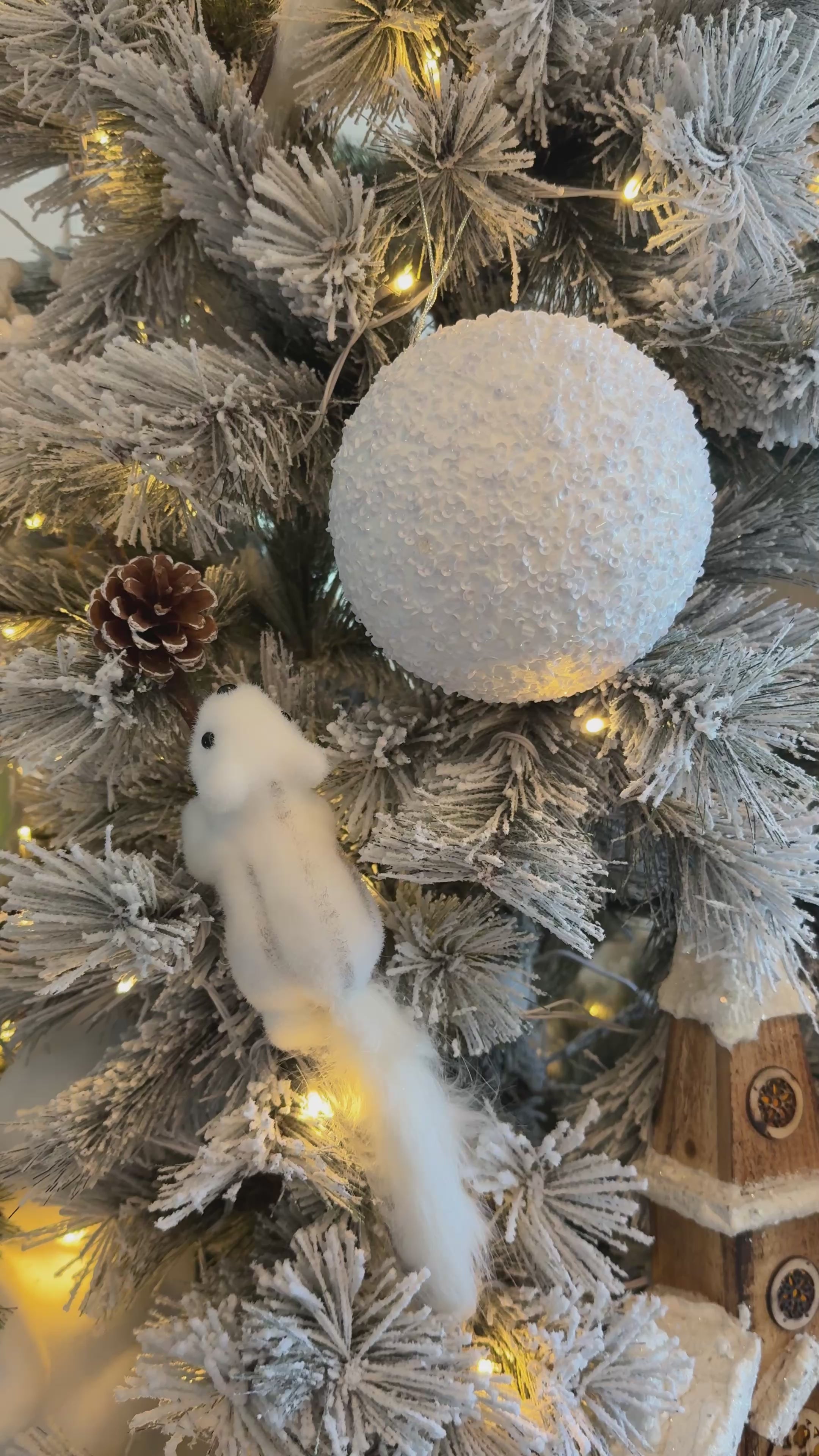 Glitter Ball Ornament - White